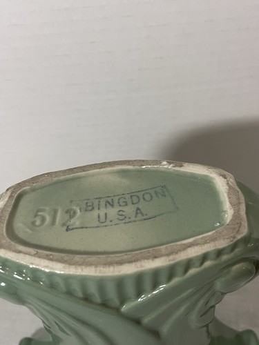Vintage Abingdon Art Deco Vase USA Pottery #512 Ceramic Flower Dark Green - Picture 19 of 24