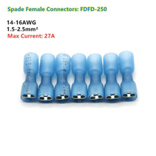 100Pcs 16-14Gauge Heat Shrink Blue Wire Connectors Crimp Spade Female Terminals