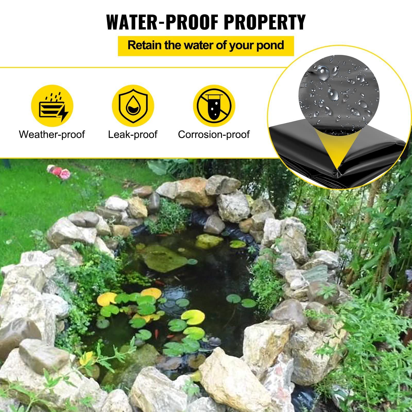 Fish Pond Liner Membrane Waterproof Durable Plastic Black Long Lifespan