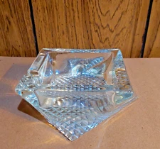 vintage ashtray clear glass geometrical heavy MCM
