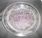 Christmas candle holder plate clear with Santa flying across sky with reindeers