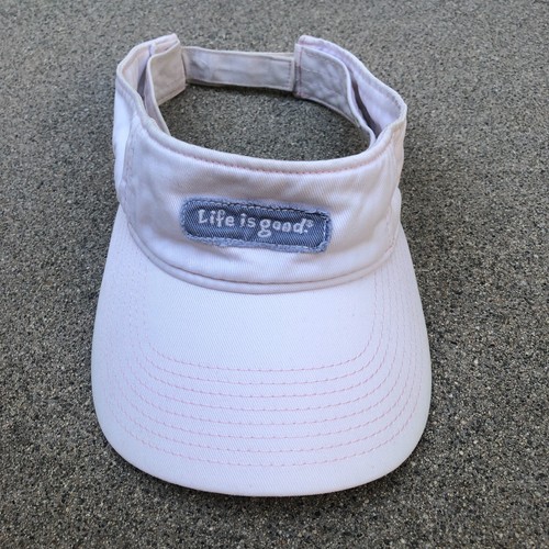 Vintage LIFE IS GOOD Visor Hat Women's Adjustable Cap White