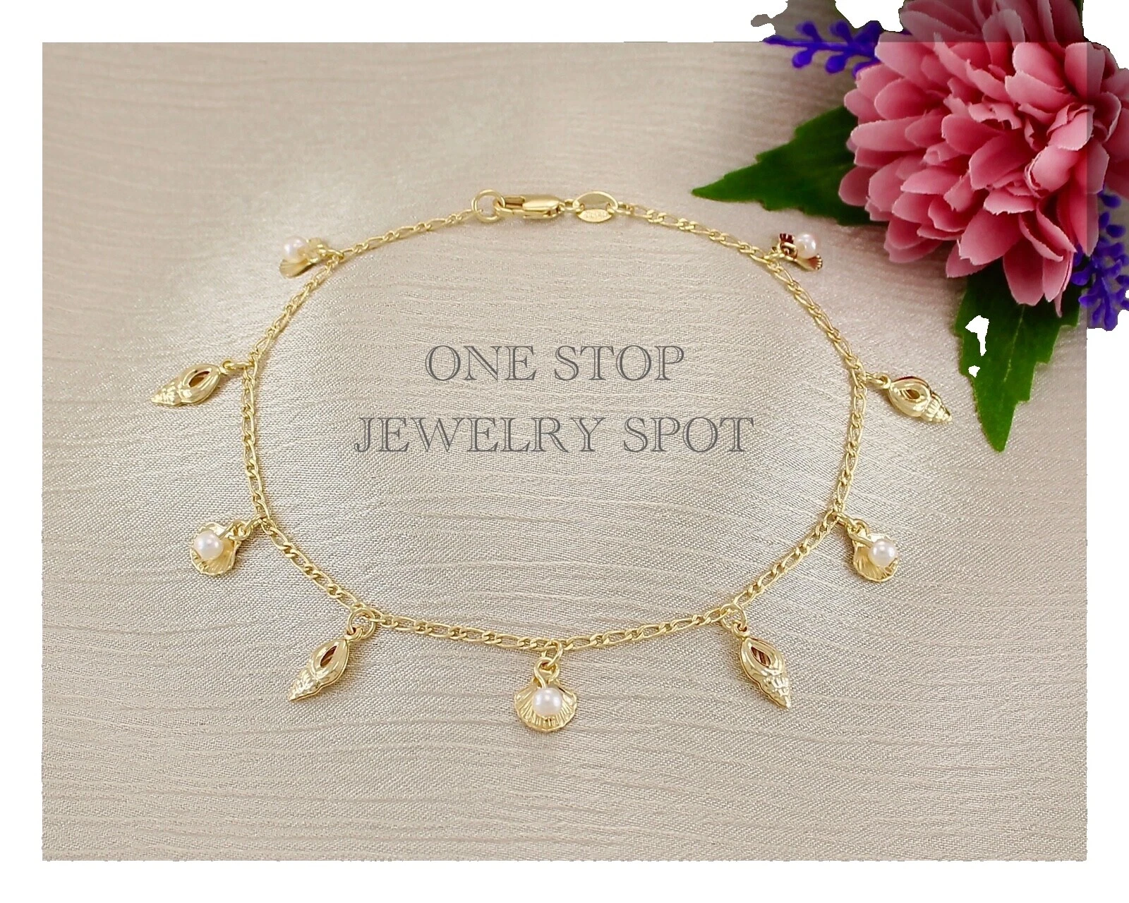 Pearl Amarillo Oro Lleno Tobilleras de Moda