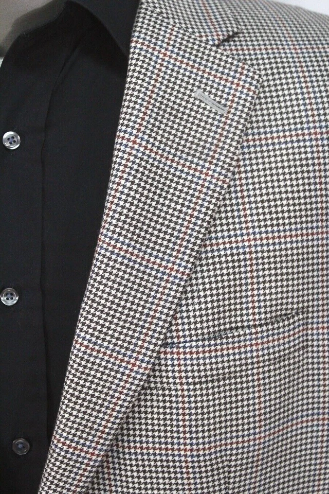 mens houndstooth TASSO ELBA wool cashmere sport suit coat jacket blazer 44 L - Image 2 of 4