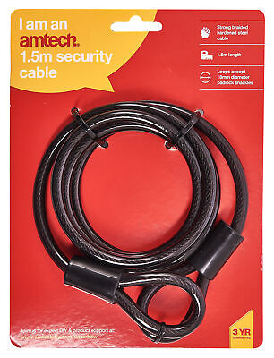Heavy Duty Cable Lock 1.5M Strong Security Pvc Sleeve Motorbike Bicycle Amtech