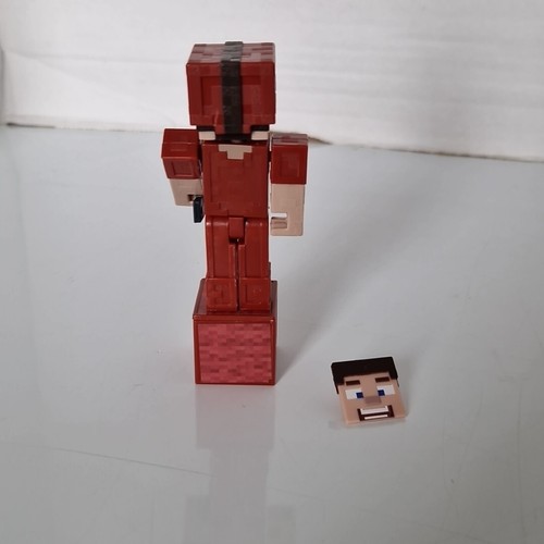 Mattel Minecraft Steve Figure In Red Leather Armor 3.5” Complete - Picture 7 of 11