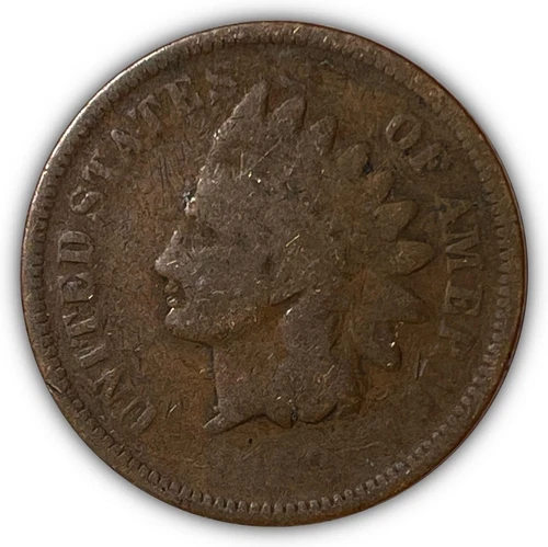 1868 Indian Head Cent Good G Coin, Weak Date #4780