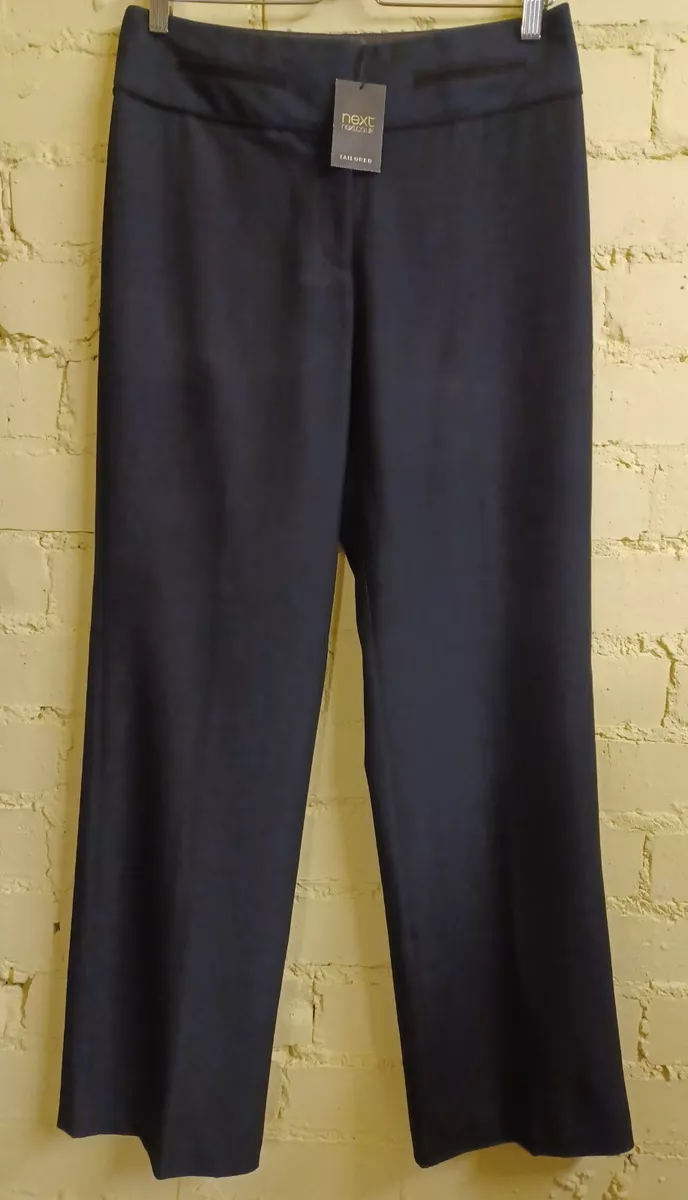 NEXT dark navy black tailored straight leg trousers UK 10 long
