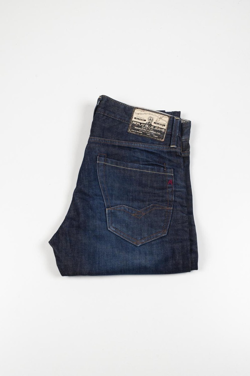 39434 Replay Waitom Distressed Dark Blue Men Jeans size 30/34