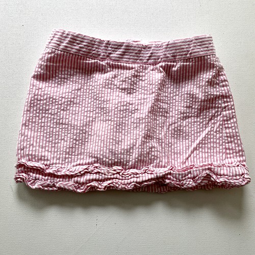 Vineyard Vines Seersucker Stripe Skirt Girl's 4T Pink White Cotton Lined Ruffle - Picture 3 of 6
