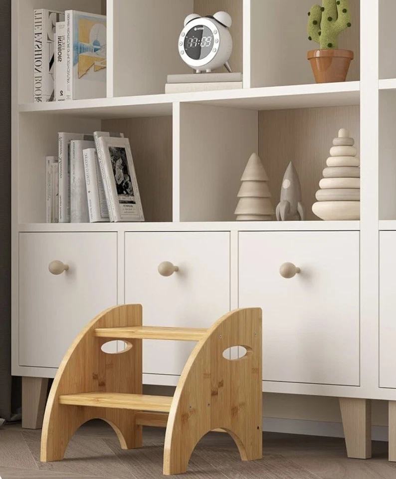 NEW Bamboo Step Stool, Kitchen & Bathroom- Kids Durable Toddlers Adults, 2 Step - Image 4 of 4