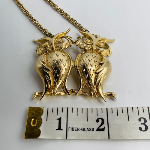 Collana Gufo Corna Ciondolo Tono Oro Metallo Dichiarazione Catena Lunga Gioielli Animali - Foto 8 di 8