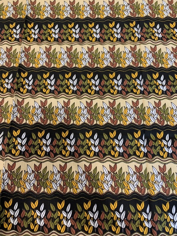 Vintage Mid Century Modern WEST GERMAN 70s Retro Fabric Nature Leaves Cotton