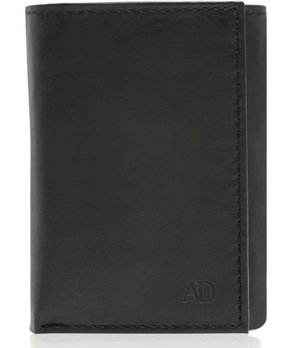Cartera delgada de cuero genuino triple pliegue para hombre con bloqueo RFID de ventana de identificación - Imagen 3 de 29