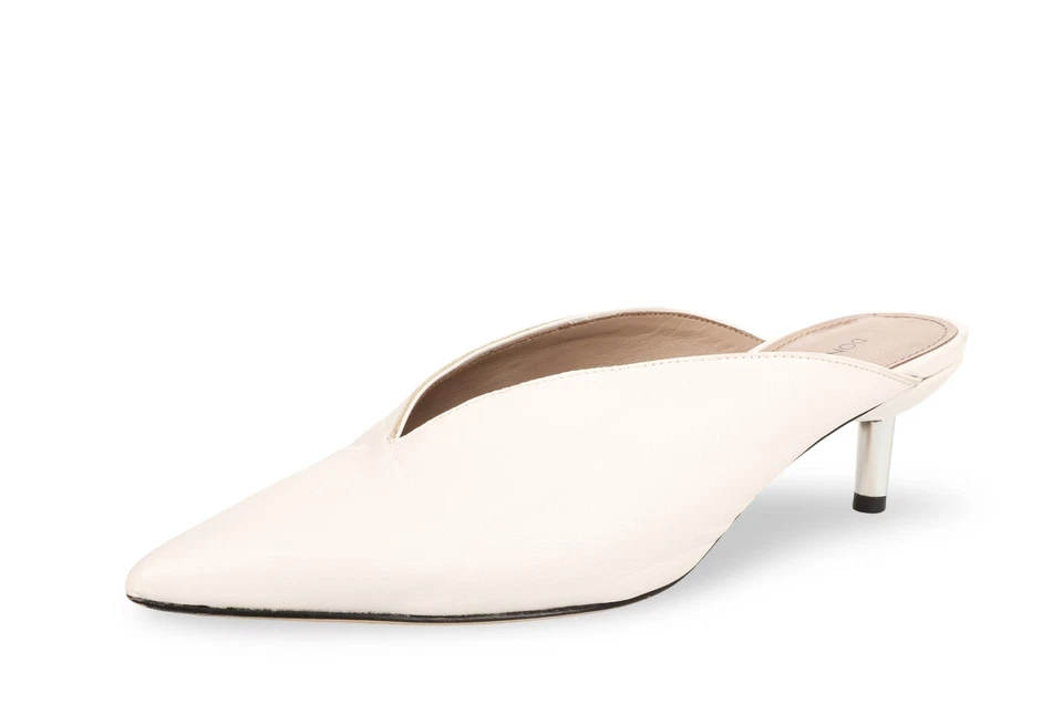 Donald Pliner Mula Metalizado Gatito Tacón Cuero Toboganes Talla 8M Foto 3 de 4