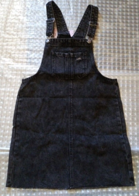 Wild Fable Girls/Woman Size S Black Wash Jumper Raw Hem Adj Straps Distressed