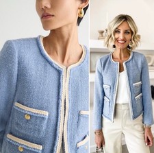 J.crew Frances Louisa Lady Jacket Blazer Collarless Maritime Tweed Bt548 12