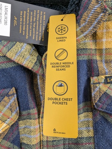 Lee Jeans Workwear Jacket – Sherpa Lined Plaid Flannel Men’s Large Outdoor - Picture 8 of 13
