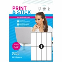 100 Blatt / 800 Etiketten 52,5X148Mm Selbstklebend Papier DIN A4 Bogen