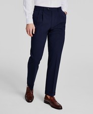 Michael Kors Men's Blue Pleated Solid Classic Fit Pants Size 42W 30L