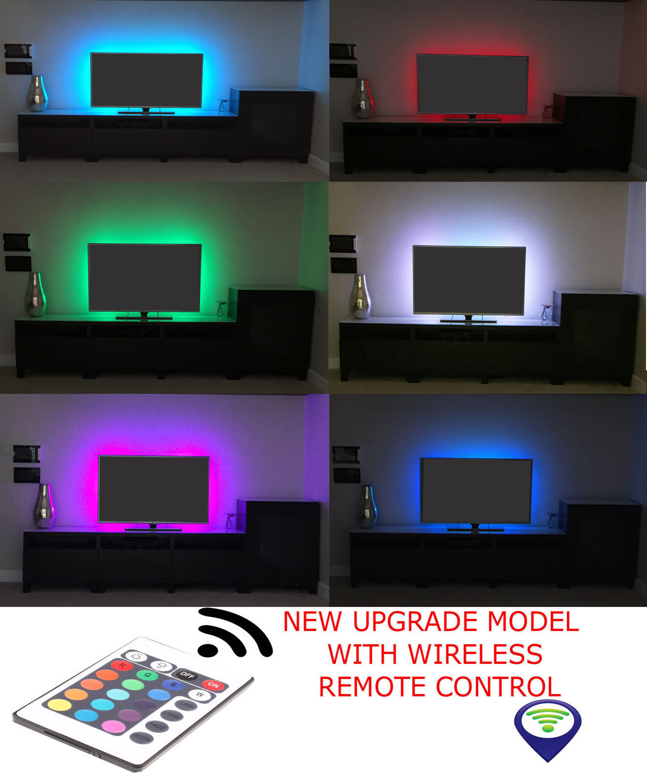 RGB LED STRIP USB Colour Changing Lighting 50cm TV PC PS4 Background Mood  Light