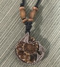 Natural Ammonite Fossil Jewelry Silver Tone Wrapped Pendant Necklace! Boho — photo 1