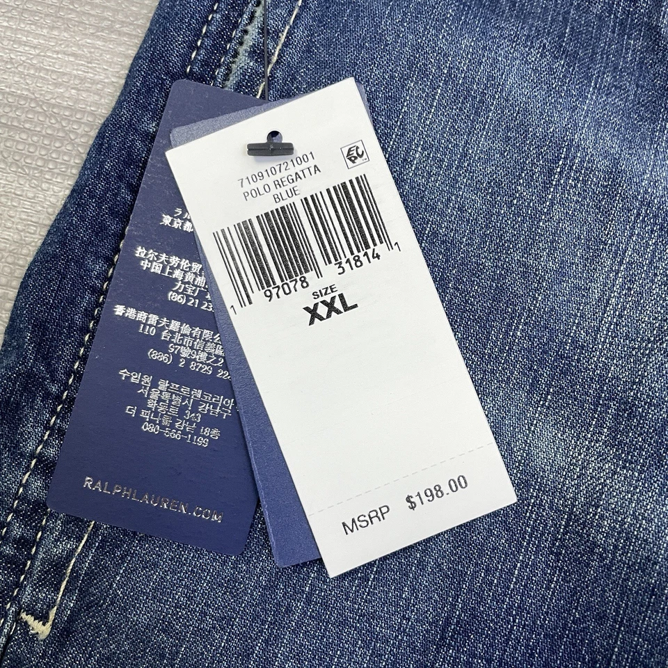 Pantalones Cortos Denim Polo Ralph Lauren Regatta US Naval 4" Cordón Para Hombres Talla 2XL $198 Foto 2 de 4