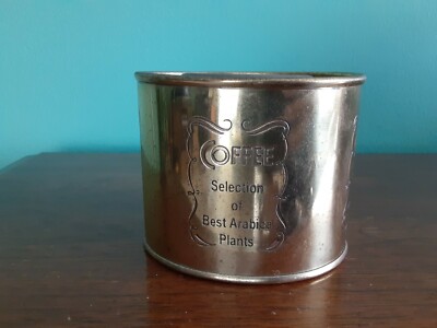 Vintage Selection Of Best Arabica Plants Gold Coffee Tin With Engraved Letters