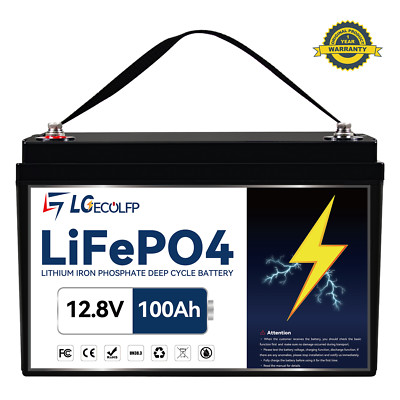 NEW 12V Lifepo4 Battery 100AH Deep Cycle 100A BMS for RV Solar System Boat