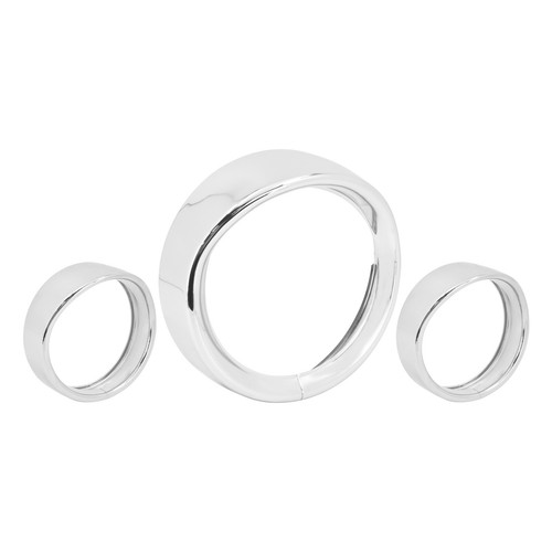 7" Visor Headlight Bezel 4.5" Fog Lights Trim Rings Chrome Fit For Road King 94+ - Foto 10 di 19
