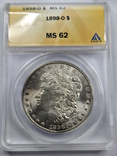 1898-O Morgan Silver Dollar $1 ANACS MS62 | New Orleans Mint