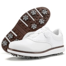 Classic Men's Golf Shoes Anti Slip Gym Sneakers Walking Leather Golfer Training