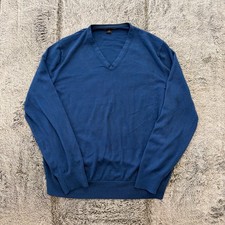 Banana Republic Luxury Blend Sweater Men's XL Silk Cotton Cashmere Blue V-Neck