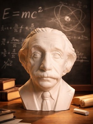 Albert Einstein Büste 13cm - Handgefertigt aus Gips - Statue Figur Deko Physik