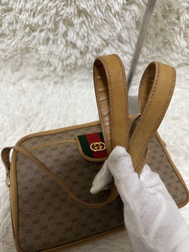 GUCCI GG Sherry Line PVC Leather Shoulder Bag with Pouch, Caramel, Excellent - Picture 9 of 19