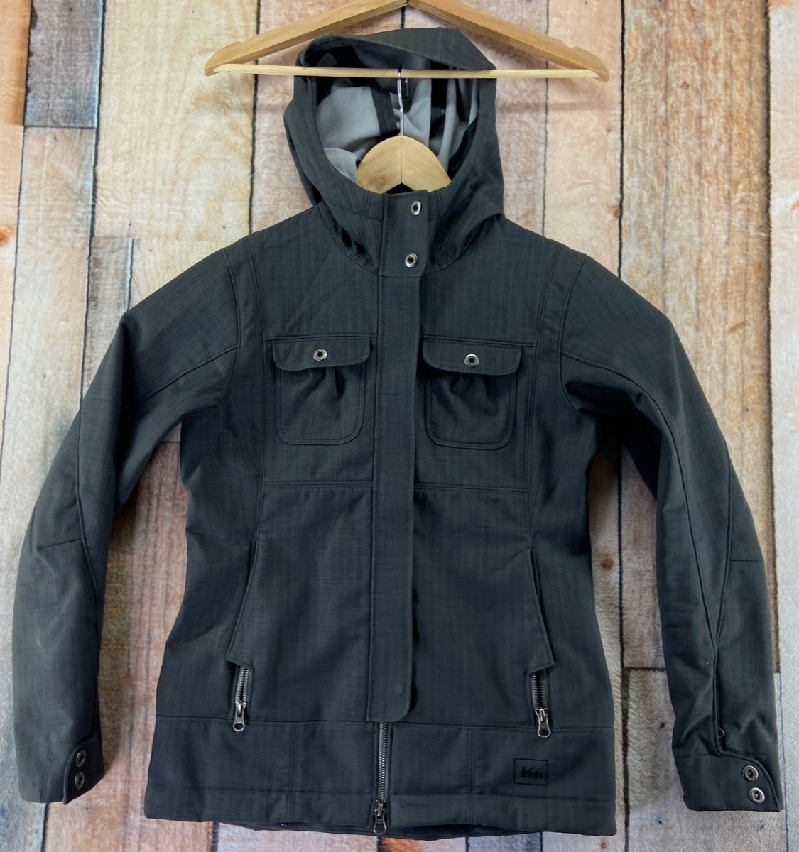 REI Elements Waterproof Shell Hooded Lined Rain J… - image 3