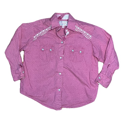 Vintage Panhandle Pearl Snap Shirt Girls Size Small Pink Paisley Cowgirl Western - Picture 1 of 6
