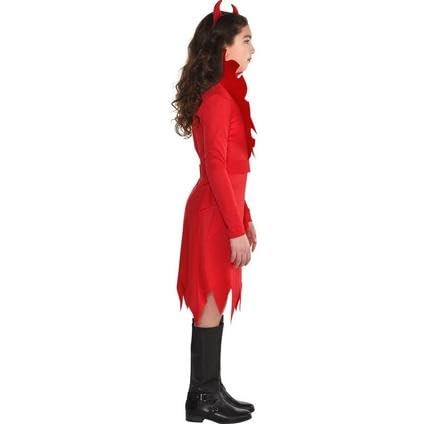 Girls Devious Devil Costume Red Dress with Horns Accessories Size ...