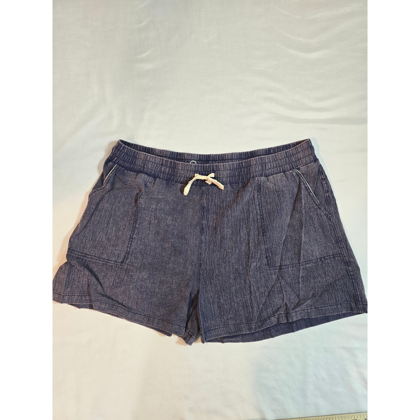 Umgee USA Plus Size 2XL Purple Acid Wash Drawstring Shorts Casual Comfort New
