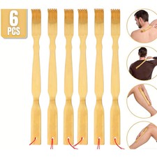 6 Pack Natural Bamboo Back Scratcher Long Reach Pick Itch Relief Tool Portable