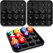 3 Pack Standard Pool Billiard Tray, Black Sturdy Plastic Billiard Balls Carry...
