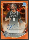2025 Bowman Sapphire Stephon Castle Chrome Auto Orange Refractor /25