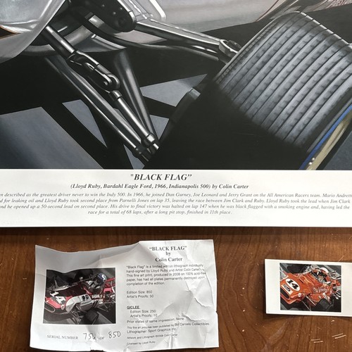Lloyd Ruby "Black Flag" Print by Colin Carter Signed #d /850 1966 Indy 500 - Picture 4 of 8