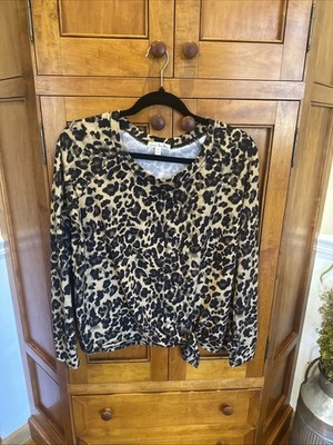 Leopard knit top-  Nine Britton tie front Sz M animal print fall long sleeve