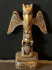 Vintage BOMA Canada Mini Totem Pole Carved Resin T Bird Animal