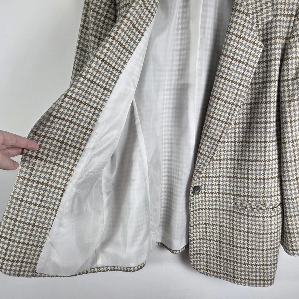 Blazer largo neutro pata de gallo Kim Rogers para mujer talla 10 clásico de negocios  Foto 4 de 4