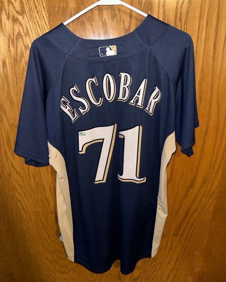 2008 Alcides Escobar #71 Game Issued Photo Matched Jersey Rookie Year WS Champ