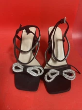 Top Moda Women Black Formal Rhinestone High Heel Sandal Ankle Strap 10