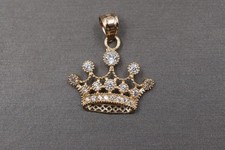 Stunning Crown Shape Pendant 14K Yellow Gold Plated Round Cut Simulated Diamond