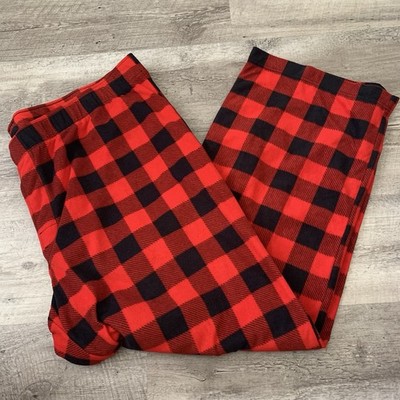 WONDERSHOP Fleece Pants Mens 3XL Red Black Buffalo Plaid Sleepwear Lounge Pajama